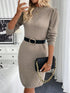 Autumn and winter standing collar long sleeved new knitted dress